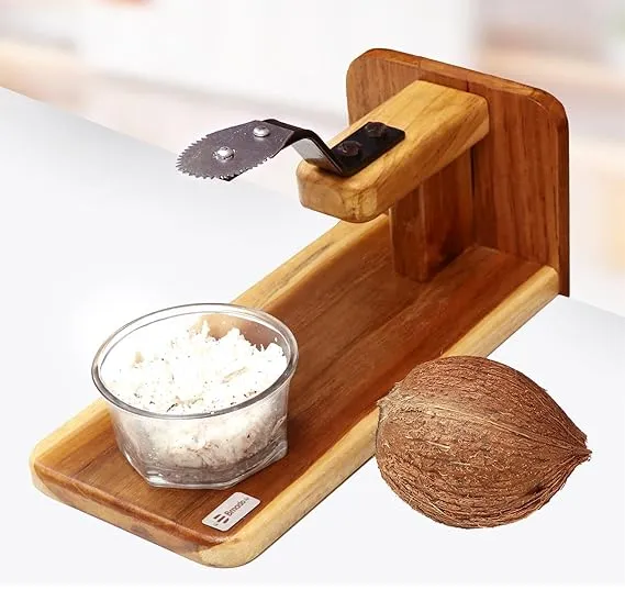 Bmado Traditional Polished Teak Table Top Coconut Scraper